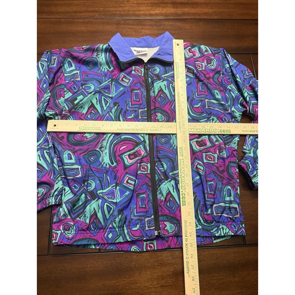 Vintage 80s 90s Multicolored Patterned Reebok Full Zip Windbreaker Jacket Y2K - Picture 9 of 9